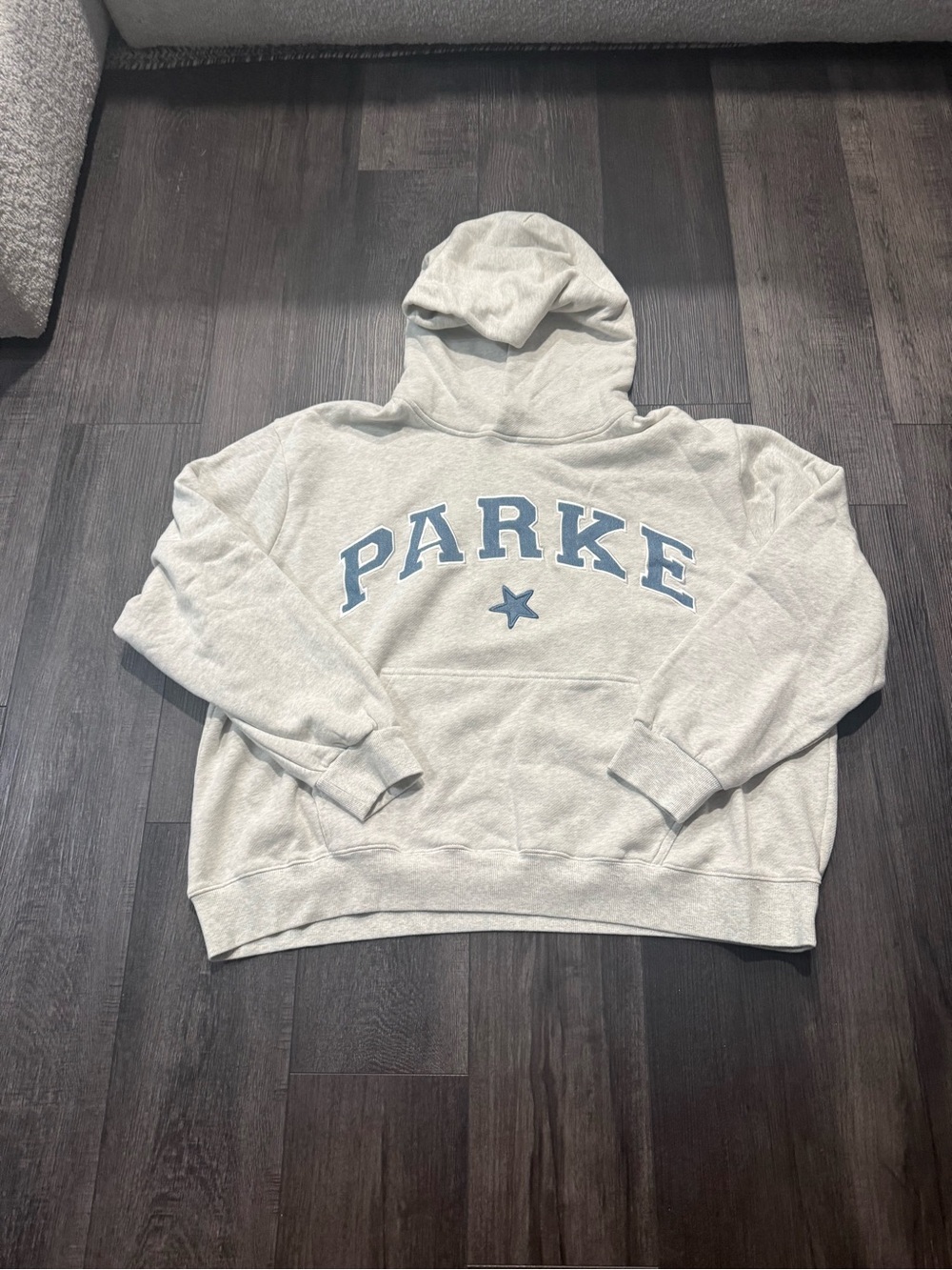 Parke Light Gray Crewneck Hoodie with Denim Logo